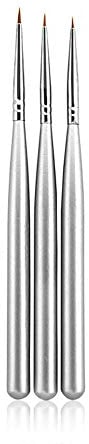 KADS 3pcs/set Professional Acrylic Nail Art Brush Set for UV Gel Nail Art & Clean Up, Nylon Head, Wood Handle, Silver