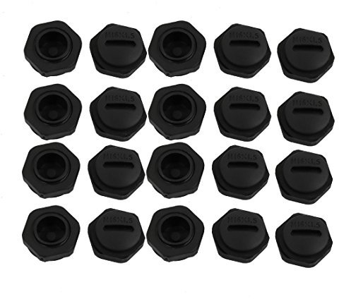 sourcingmap 20pcs M16 x 1.5mm Nylon Male Threaded Cable Gland Cap Round Screw-in Cover Black