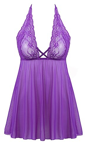 Amorbella Women Babydoll Lace Lingerie Set Chemise Teddy Nightwear