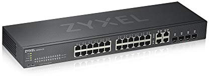 Zyxel GS1920-24v2 - Switch Gigabit Ethernet a 24 porte, design senza ventola con 4 porte Gigabit Combo e modalità cloud ibrida, presa UK