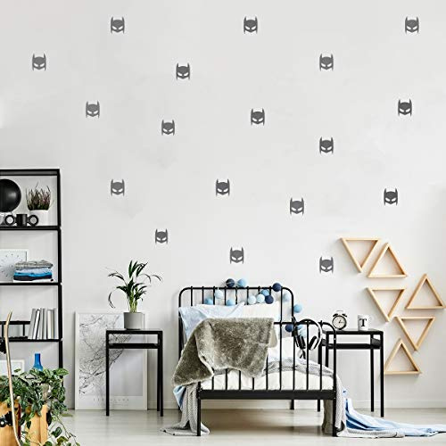 MacDecal.de Wandtattoo SUPER Hero Maske Set Kinderzimmer Wandsticker Wandaufkleber Sticker Babyzimmer (Grau)