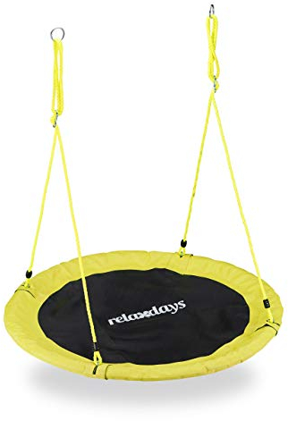 Relaxdays Outdoor Nest Swing for Kids & Adults, Ø 110 cm, For up to 100 kg, Round Swing, Yellow