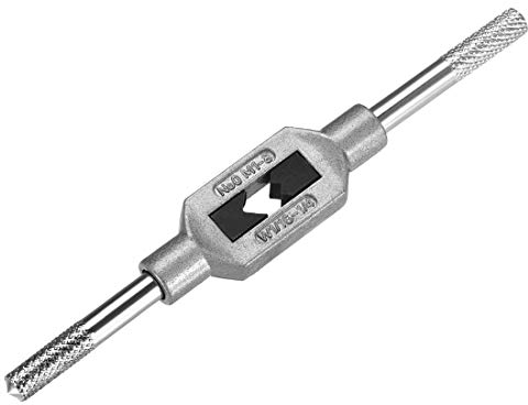 sourcing map Windeisen Einstellbarer Griff für Metrische M1-M8 W1/16-1/4 Gewindebohrer Vernickelt Kohlenstoffstahl Griff