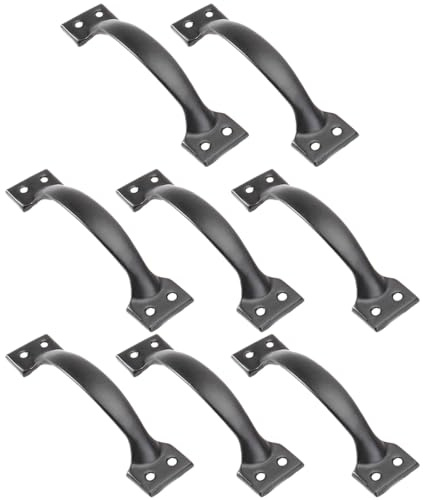 DOITOOL 6 Inch Black Metal Door Handle Pack of 8 Vintage Style Bow Cabinet Pulls for Kitchen Cupboard Drawer Hardware Rustic External D Handles for Home Improvement