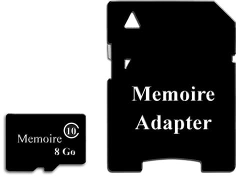 PH26 Carte Mémoire Format Micro SD avec Lecteur de Carte Adaptateur, Classe10 Carte Format Micro SD pour Wiko Ride 4G Vitesse de Lecture optimale - 8 Go