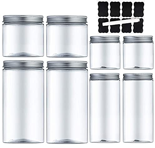 MEIXI Bocal Plastique Transparent, Bocaux en Plastique Pots de Stockage Récipient de Stockage en Plastique Récipient de Stockage de Grains pour Les Aliments Secs et Les Liquides