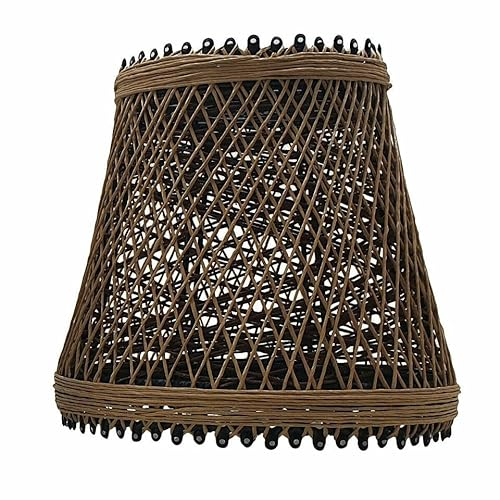LEDSone Lampenschirm aus Bambus-Rattan, handgefertigt, einfach zu montieren, Retro-Stil, Deckenbeleuchtungsschirm (Korbform)