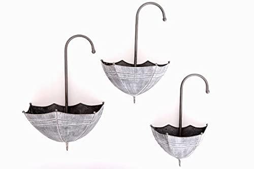Annibells Metal Wall Umbrella Galvanised Flower Pots Garden Balcony Planters (Large)