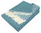 Moon Luxury Decke aus Baumwollmischung ca. 130x170 Kuscheldecke Zick-Zack Muster Tagesdecke mit Fransen leicht & kuschelig (weiß/Petrol)