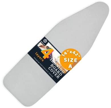 SAVUK Ironing Board Covers and Pad with Medium Size, Adjustable Elastic Edge Fit, Heat Reflective, Fits Board 115 x 40, 115 x 35 or 110 x 35 Cover Measurement 45x125 cm/18x49 Grey M
