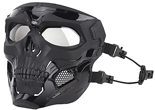 OAREA Halloween-Maske Full Face-Skull-Skeleton-Masken mit Goggle for Cosplay-Film-Requisiten Maskerade-Party (Color : BK)