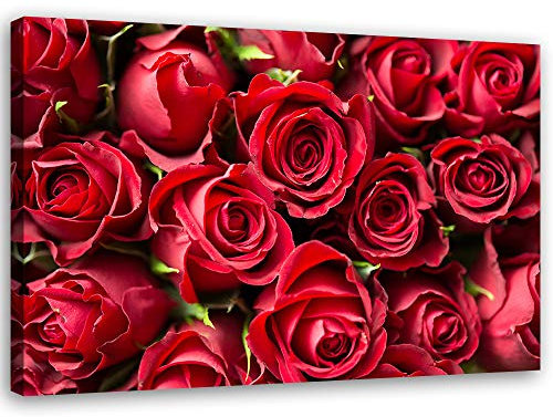 Feeby Impression sur Toile Intissee Composition Des Roses 100x70 cm Tableau Moderne Tableau Photo Chambre à Coucher Bouquet De Fleurs Le Bouquet rouge
