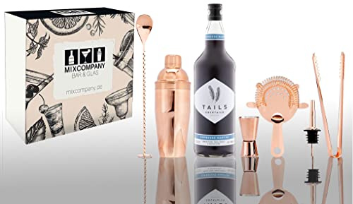 Tails Cocktails Geschenkset Espresso Martini 1L (14,9% Vol) mit 6 teiligem Barset Fertig Cocktail Ready to Drink- [Enthält Sulfite]