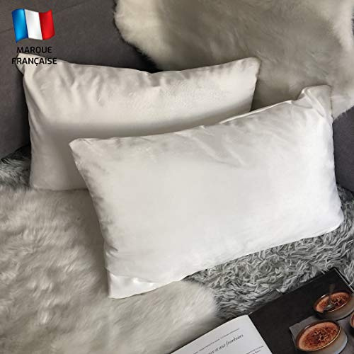 Douceur De Plumes 2er Set Weißer Samt 40x80 cm Dekorativer Kissenbezug, Weicher Moderner Rechteckiger Kissenbezug, Skandinavisches Wohnzimmer Dekor Sofa Schlafzimmer Bettboden (2 Weiß)