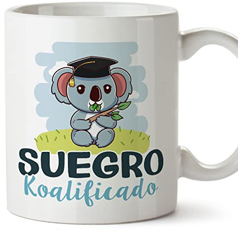MUGFFINS Tazas para SUEGRO - En Español - Koalificado/koalificada - 11 oz / 330 ml - Regalo original y divertido