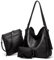AlwaySky Hobo Tote Umhängetaschen Geldbörsen 3pcs für Damen PU Retro Rucksack Handtasche Satchel Kupplungs-Geldbörse Schwarz
