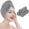 KinHwa Microfibre Hair Towel Anti-Frizz Quick Dry Hair Towel Wrap 350gsm Bamboo Super Soft Absorbent Quick Dry Hair Turban with Button Grey 3 Pack…