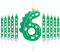 Herdear Velas de Cumpleaños de Dinosaurio para Niños, 1 Vela de Número y 10 Velas Largas Finas Vela Verde de Feliz Cumpleaños de Tarta para Suministro Decoración Fiesta de Tema Aniversario (Número 6)