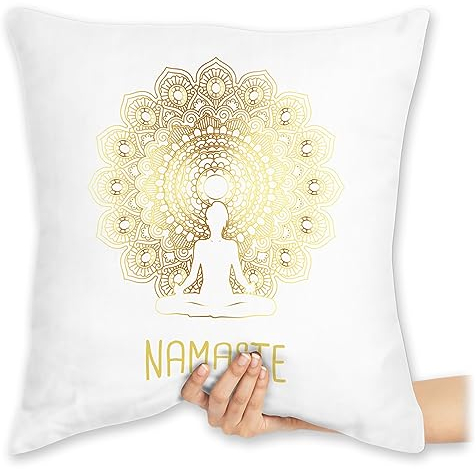 Shirtracer Kissen 40x40 Zierkissen - Namaste Yoga Chakra Mandala - 40 x 40 cm - Weiß - Joga Fans Meditation Geschenke für Alles Motiven mit Motiv