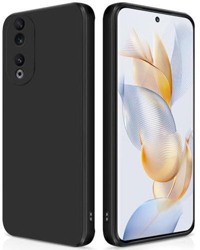 GiiYoon Cover per Honor 90 5G Custodia in Silicone, Custodia Antiurto Case Sottile in Silicone TPU con Strato Interno in Fibra e Protezione della Fotocamera, Nero