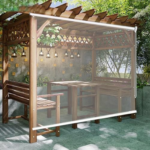 Transparent Wasserdichtes Roll-Up-Rollo,Outdoor-Balkon-Terrassen-Tür Durchsichtige Rollos,Seitenzugrollo,Wärmeisolierung Sonnenschutz Rollläden,Leicht zu Reinigen Außenrollo (W130xH150cm/W51xH59)