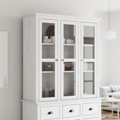 Festnight Küchenschrank Buffetschrank Küchenbuffet Vitrinenschrank Mehrzweckschrank Highboard Schrank Geschirrschrank Esszimmerschrank Massivholz 115,5x37x121 cm
