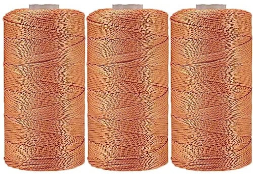 3 Pieces 1.5mm Macrame Cords,MoreChioce Polypropylene Cord Twisted Macrame Cotton Cord Crochet Yarn Soft Macrame Rope Macrame Supplies Kit for Wall Hanging Craft Plant Hangers,Gold #A