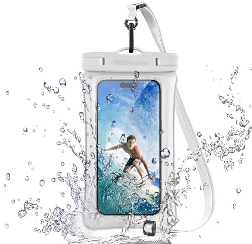 TECHGEAR Waterproof Phone Pouch, IPX8 Floating Case for Swimming, Waterproof Phone Bag with Lanyard Compatible for iPhone 16e 16 15 14 13, Samsung Galaxy S25 S24 S23 S22+ S21 Ultra A16 A35 A26 A05s