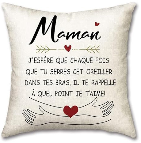 OMNIQI Cadeau Maman, Cadeau Fête des Mères Housses de Coussin,Cadeau Anniversaire Maman Cadeaux Fete des Mere, Cadeau Femme Original, Idee Cadeau Maman Noel, Cadeau pour Maman - 45 x 45 cm