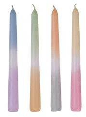 Set 4 Candele Cilindriche Tricolore per Creare Atmosfera - Set Candele con Colori Sfumati per Camera e Salotto, in Cera, 2x10cm, Multicolor