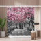 Woutay Shower Curtain Mould Proof Resistant Pink Blossoms,Water Repellant Fabric,Polyester,with 12 Plastic Hooks