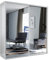 B&M Furniture BM-Möbel Großer Schlafzimmerschrank mit Zwei Schiebetüren, Spiegel, Kleiderstange und Regalen - Schwebetürenschrank - für Garderobe, Schlafzimmer - Weiß - 200 X 62 X 215 cm (B/T/H)