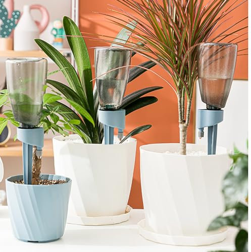 6pcs Plant Self Watering Insert Insérer un appareil, avec des bouteilles de 6PCS 500 ml Kits d'irrigation à goutte automatique avec une soupape de commande à libération lente pour les plantes bleues