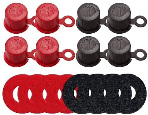 Ampper Top Post Plastic Battery Post Caps, Battery Post Terminal Cover Insulator Protector W/Washers for Car, Vehicle, RV and Boat (Cap, 4 Sets)