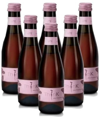ThinK | Organic Sparkling Rose Wine (ABV 11% Alcohol) | 200ml Mini Wine Bottles | Miniature Sparkling Pinot Grigio Wine | Vegan | Pack of 6
