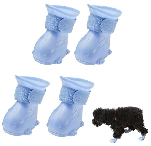 KASESSS 4 Stück Elastomer Hundeschuhe Pfotenschutz, Weicher Hundeschuhe, Pfotenschutz Hund Verletzung, Pfotenschutz für Hunde, Hundeschuhe Wasserdicht Hunde Schuhe für Füße mit Einer Breite von 5.5cm