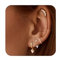 Morfetto 4 Pairs 14K Gold Plated Hypoallergenic Earrings Set for Women - Dainty Stud, Huggie, Small Hoop, and Dangle Cartilage Earrings for Multiple Piercings 14K Gold,Heart Cz