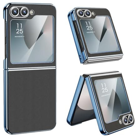 MATEPROX Case for Samsung Galaxy Z Flip 6, Non-Slip Leather Back Cover with Electroplated Frame, Slim Lightweight Phone Case for Samsung Galaxy Z Flip6 5G-Black