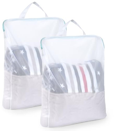 OTraki Large Laundry Bags, Mesh Travel Bags with Zips, 24 x 32 inch Net Laundry Bags, Reusable XXL Wash Bags, Washing Bag with Handles for Washing Machine Delicates Clothes (2 Packs)