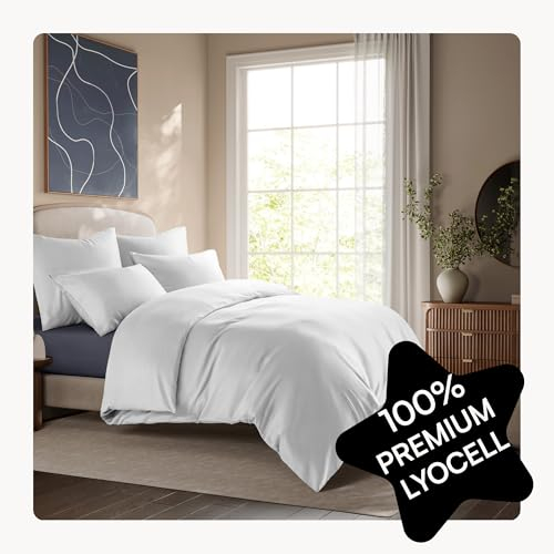Seralino Lyocell Bettwäsche 135x200 Weiß + 80x80 cm | 100% Tencel - Gewonnen aus Eukalyptus | weiche hochwertige Bettwäsche | Reißverschluss | Oeko-Tex | Eukalyptus Bettwäsche | Atmungsaktiv