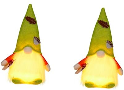 OSALADI 2 Stk Erntefest-Puppe wandornament wanddekor wohnraumdeko Gnome doll lamp decoration night stand lamp Gnom Plüschpuppe nachtlampe Gnom Miniatur Desktop-Licht Gnom Puppenlampe Stoff