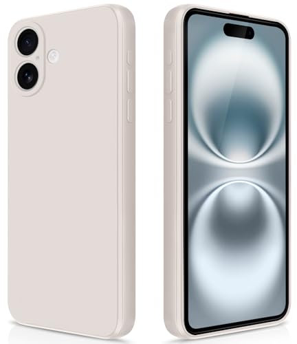 GiiYoon Case Compatible with iPhone 16, Silky-Soft Touch Full-Body Protective Phone Silicone Case, Shockproof Cover with Microfiber Lining, off white