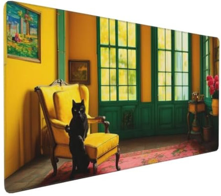 Tapis de Souris XXL 1400x700mm Grand Tapis de souris Abstrait Tapis de Souris Gamer Jaune Sous Main Bureau,Bords Cousus, Base Antidérapante,Haute Précision et Rapidité Tapis Bureau,Cadeau Femme G4-365