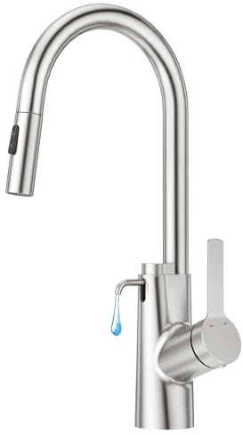 Aktines Küchenarmatur mit integriertem Seifenspender, Einhebelmischer Armatur Wasserhahn Spültischarmatur Küche mit 2 Strahlarten Brause ausziehbar 360° Drehbar Hochdruck aus Edelstahl gebürstet