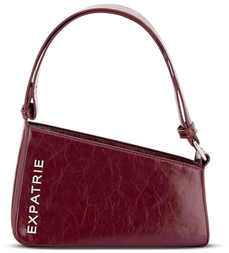 Expatrié Handtasche Damen - Georgia - Asymetrische Schultertasche aus Kunstleder für Tag & Nacht - Y2K Vintage Ledertasche Klein - Breiter Schultergurt