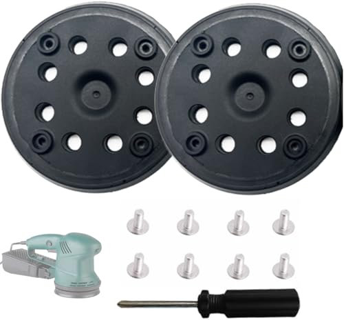 Wjelet 2 piastre abrasive 125 mm con gancio e loop 8 viti e 1 cacciavite, compatibile con levigatrice orbitale Bosch PEX 270 A/AE, piatto professionale per lavori in legno