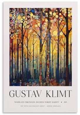 Gustav Klimt Blumen-Poster auf Leinwand, Wanddekoration, ästhetischer Schulbedarf, Gemälde, 30 x 45 cm