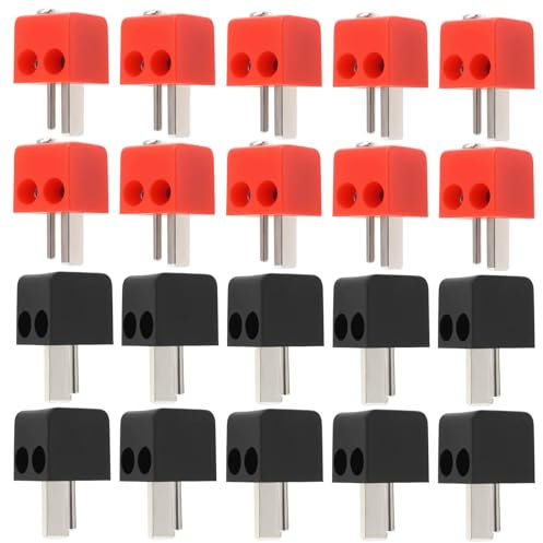 ECSiNG 20 Lot Fiches de Haut-Parleur à 2 Broches Adaptateur de Prise DIN Connecteur de Câble de Haut-Parleur pour équipement Audio Vidéo avec Vis Rouge Et Noir
