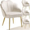 tectake® Cocktailsessel in Muschelform, Samt Stuhl mit Armlehne, Sessel Wohnzimmer, Loungesessel, Stühle Esszimmer, Relaxsessel, Sessel Schlafzimmer, Deko Zimmer, Lesesessel - créme/Gold, 4er Set