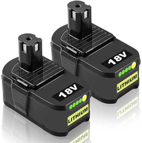 2 Packs 8.0Ah Ersatz für Ryobi Akku 18V Kompatibel mit Ryobi Akku P108 P107 P105 P104 P103 P102 P101 P100 RB18L50 RB18L40 RB18L25 RB18L15 mit LED-Ladeanzeige